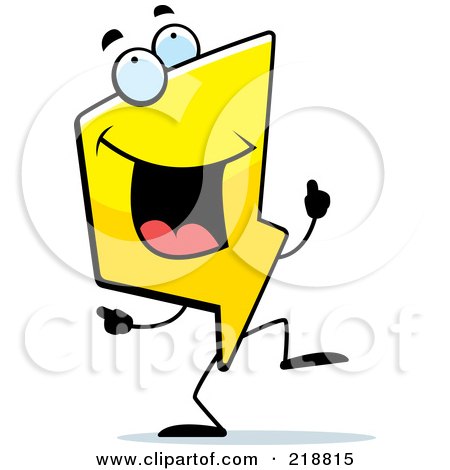 Royalty-Free (RF) Clipart Illustration of a Happy Lightning Character Dancing by Cory Thoman