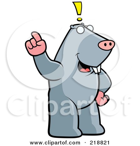 Royalty-Free (RF) Clipart Illustration of a Big Mole Standing Upright, With An Idea by Cory Thoman