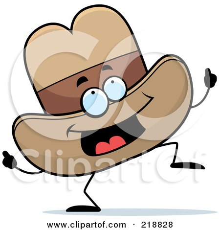 Royalty-Free (RF) Clipart Illustration of a Dancing Cowboy Hat Character by Cory Thoman