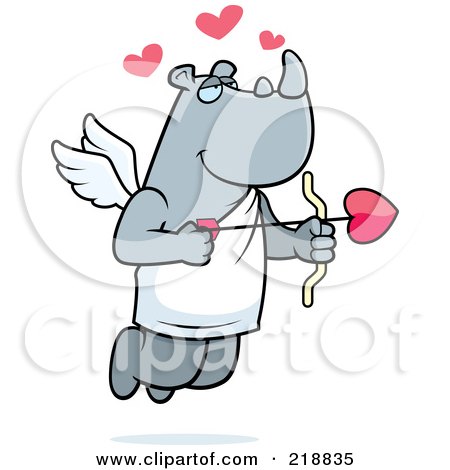 Royalty-Free (RF) Clipart Illustration of a Cupid Rhino Shooting A Heart Arrow by Cory Thoman
