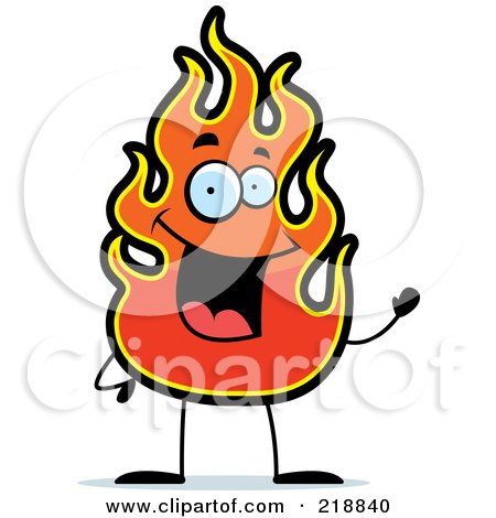 Royalty-Free (RF) Clipart Illustration of a Happy Flame Waving by Cory Thoman