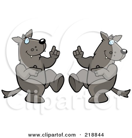 Royalty-Free (RF) Clipart Illustration of a Dancing Wolf Couple by Cory Thoman