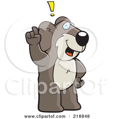 Royalty-Free (RF) Clipart Illustration of a Big Koala Standing Upright, With An Idea by Cory Thoman