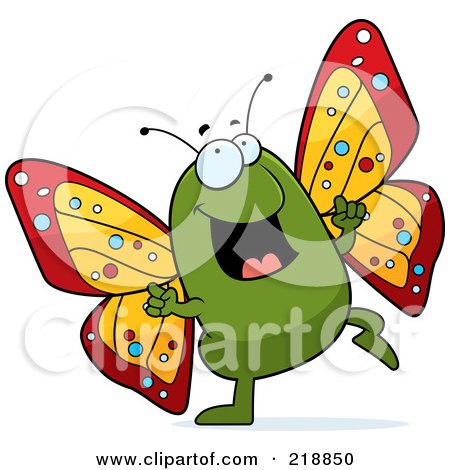 Royalty-Free (RF) Clipart Illustration of a Butterfly Doing A Happy Dance by Cory Thoman