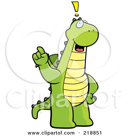 Royalty-Free (RF) Clipart Illustration of a Big Dragon Standing Upright, With An Idea by Cory Thoman