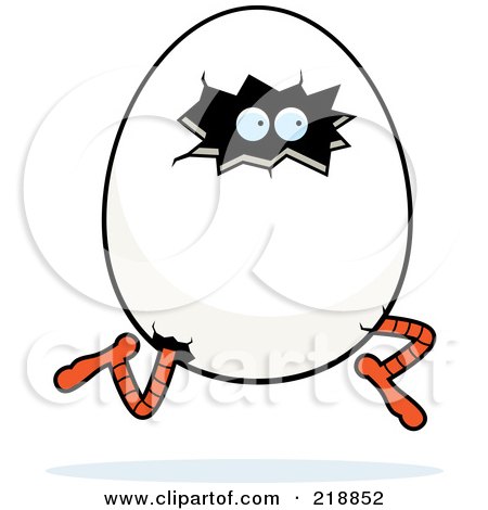 Royalty-Free (RF) Clipart Illustration of a Running Chicken Egg With Legs And Eyes by Cory Thoman