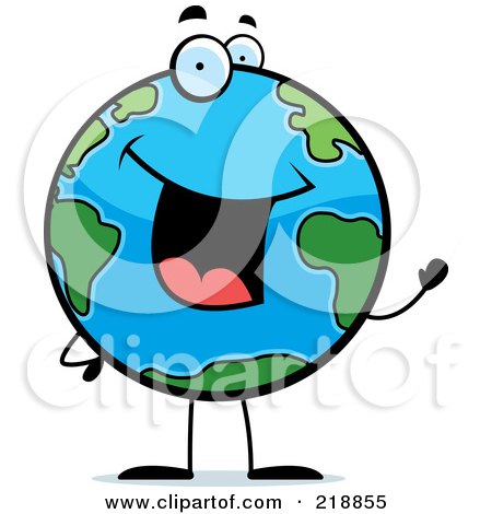 Royalty-Free (RF) Clipart Illustration of a Happy Globe Character Waving by Cory Thoman