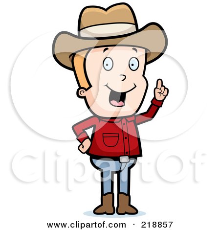 Royalty-Free (RF) Clipart Illustration of a Blond Cowboy With An Idea by Cory Thoman