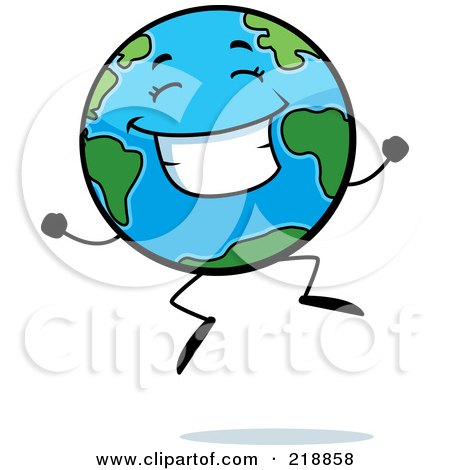 Royalty-Free (RF) Clipart Illustration of a Happy Globe Character Jumping by Cory Thoman