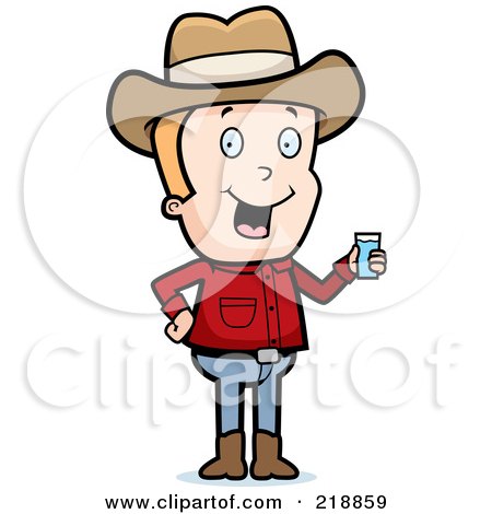 Royalty-Free (RF) Clipart Illustration of a Blond Cowboy Holding A Glass Of Water by Cory Thoman