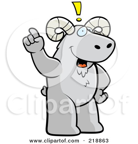 Royalty-Free (RF) Clipart Illustration of a Big Ram Standing Upright, With An Idea by Cory Thoman