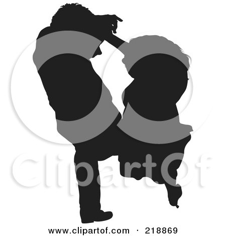 Royalty-Free (RF) Clipart Illustration of an Aerial View Down On A Black Silhouetted Couple Dancing by dero