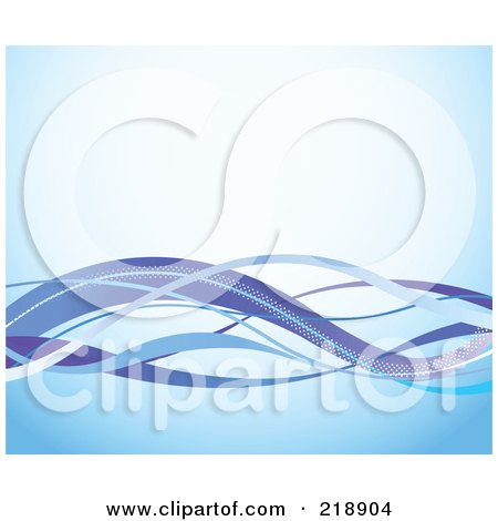 Royalty-Free (RF) Clipart Illustration of a Gradient Blue Background Of Waves And Copyspace by yayayoyo