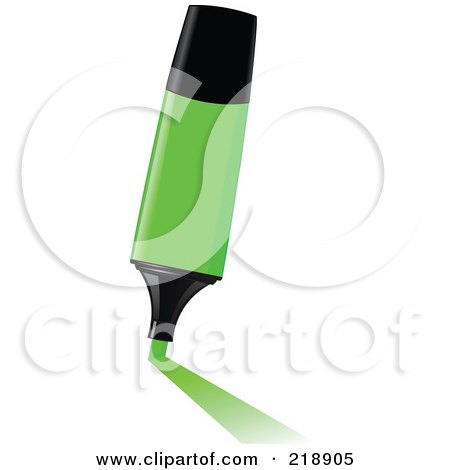 Royalty-Free (RF) Clipart Illustration of a Green Highlighter Leaving A Mark by yayayoyo