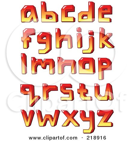 Royalty-Free (RF) Clipart Illustration of a Digital Collage Of Lowercase Red And Yellow Letters And Symbols by yayayoyo