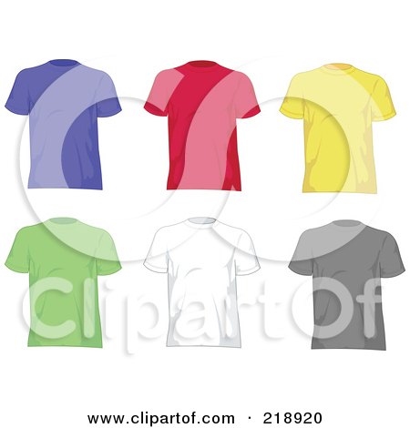 Royalty-Free (RF) Clipart Illustration of a Digital Collage Of Six Colorful T Shirts by yayayoyo