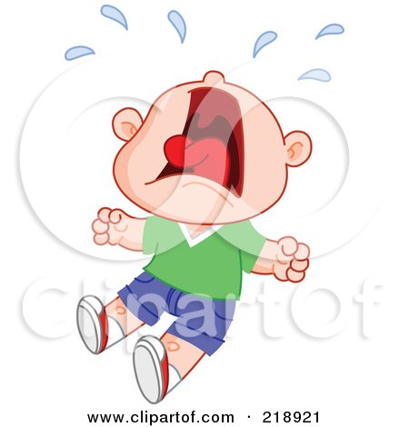 Royalty-Free (RF) Clipart Illustration of a Little Boy Screaming And Crying by yayayoyo