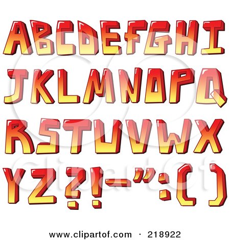 Royalty-Free (RF) Clipart Illustration of a Digital Collage Of Capital Red And Yellow Letters And Symbols by yayayoyo
