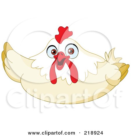 Royalty-Free (RF) Clipart Illustration of a White And Beige Hen Presenting by yayayoyo