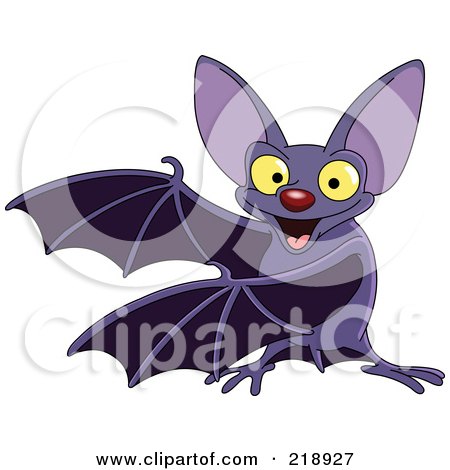 Royalty-Free (RF) Clipart Illustration of a Presenting Purple Vampire Bat by yayayoyo