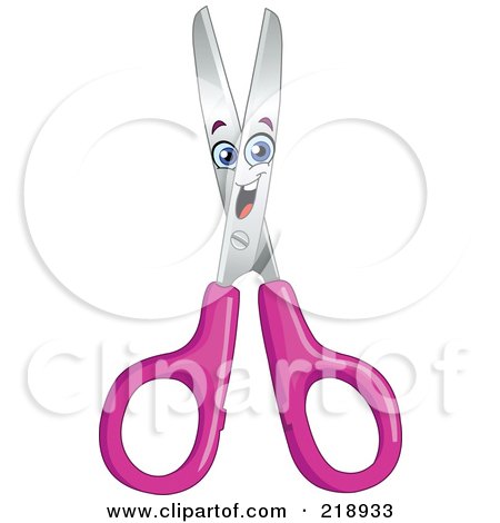 Royalty-Free (RF) Clipart Illustration of a Pink Scissors Character by yayayoyo