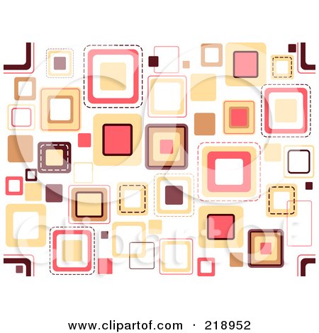 Royalty-Free (RF) Clipart Illustration of a Funky Background Of Scattered Squares On White by BNP Design Studio