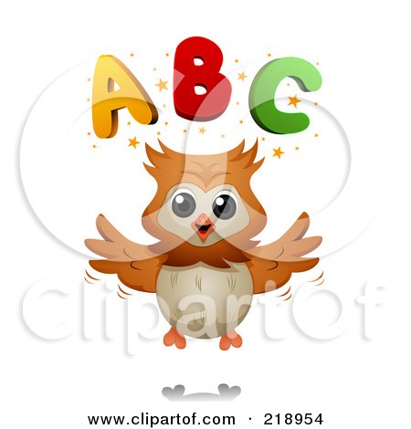 Royalty-Free (RF) Clipart Illustration of a Cute Owl With Letters by BNP Design Studio
