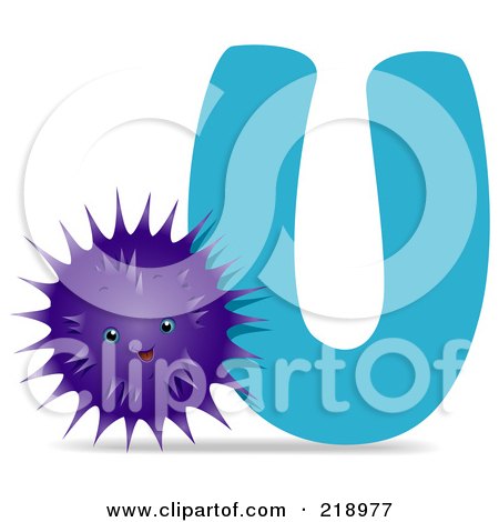 Royalty-Free (RF) Clipart Illustration of an Animal Alphabet With An Urchin By A U by BNP Design Studio