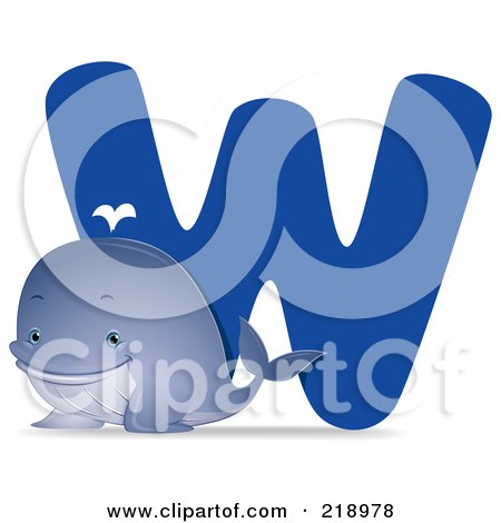 Royalty-Free (RF) Clipart Illustration of an Animal Alphabet With A Whale By A W by BNP Design Studio