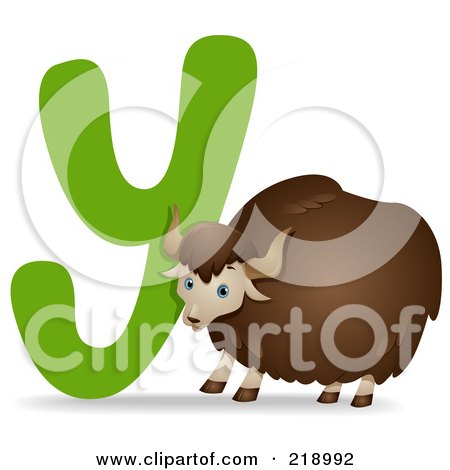 Royalty-Free (RF) Clipart Illustration of an Animal Alphabet With A Yak By A Y by BNP Design Studio
