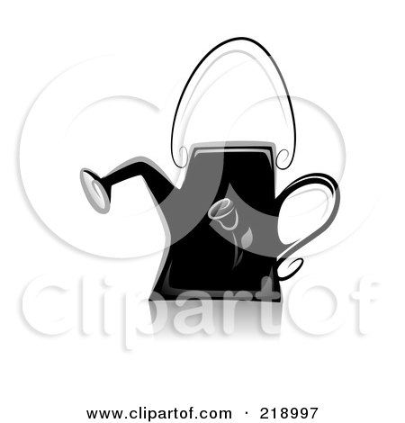 Royalty-Free (RF) Clipart Illustration of an Ornate Black And White Watering Can Design by BNP Design Studio