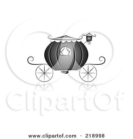 Royalty-Free (RF) Clipart Illustration of an Ornate Black And White Wedding Carriage Design by BNP Design Studio
