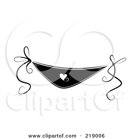 Royalty-Free (RF) Clipart Illustration of an Ornate Black And White Underwear Design With Hearts by BNP Design Studio