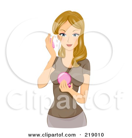 Royalty-Free (RF) Clipart Illustration of a Dirty Blond Woman Applying Face Powder by BNP Design Studio