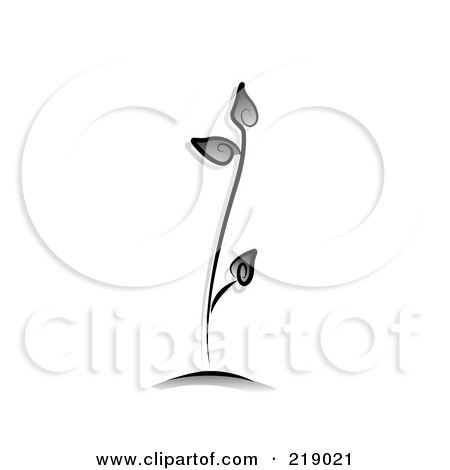 Royalty-Free (RF) Clipart Illustration of an Ornate Black And White Seedling Design by BNP Design Studio