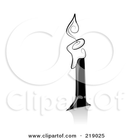 Royalty-Free (RF) Clipart Illustration of an Ornate Black And White Candle Design by BNP Design Studio