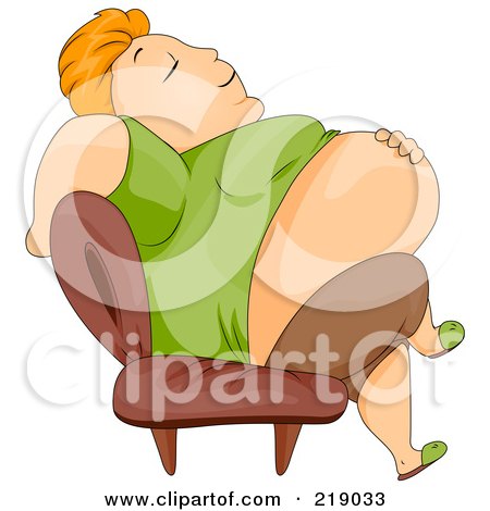 Royalty-Free (RF) Clipart Illustration of a Chubby Guy Sleeping In A Chair by BNP Design Studio