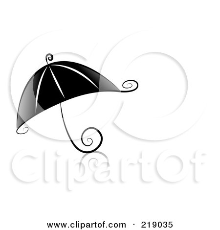 Royalty-Free (RF) Clipart Illustration of an Ornate Black And White Umbrella Design by BNP Design Studio