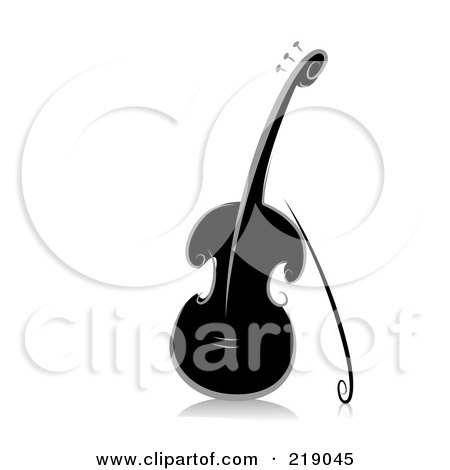 Royalty-Free (RF) Clipart Illustration of an Ornate Black And White Violin Design by BNP Design Studio