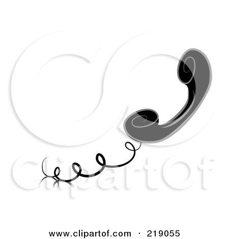 Royalty-Free (RF) Clipart Illustration of an Ornate Black And White Corded Phone Design by BNP Design Studio