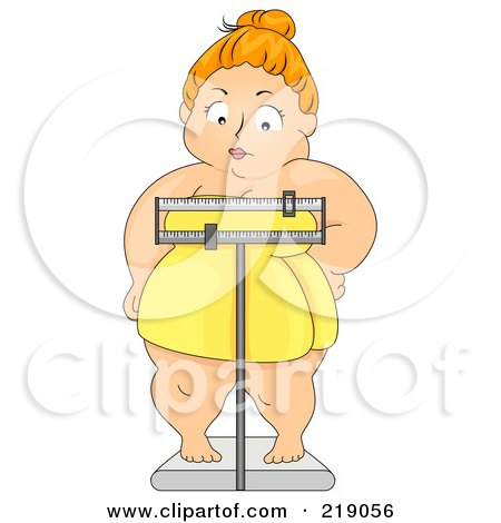 Royalty-Free (RF) Clipart Illustration of a Chubby Woman Standing On A Scale by BNP Design Studio
