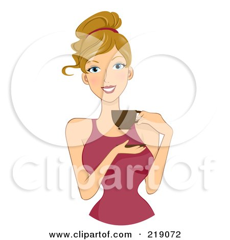 Royalty-Free (RF) Clipart Illustration of a Dirty Blond Woman Carrying A Coffee Cup by BNP Design Studio