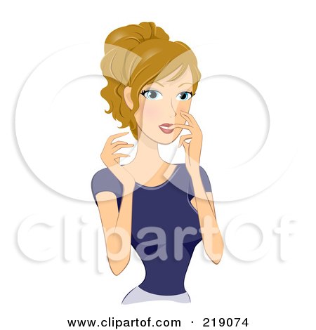 Royalty-Free (RF) Clipart Illustration of a Dirty Blond Woman Biting Her Nails by BNP Design Studio