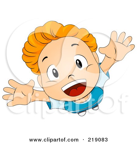 Royalty-Free (RF) Clipart Illustration of a View Down On A Boy Jumping And Looking Up by BNP Design Studio