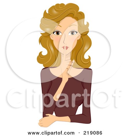 Royalty-Free (RF) Clipart Illustration of a Dirty Blond Woman Gesturing To Be Quiet by BNP Design Studio