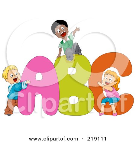 Royalty-Free (RF) Clipart Illustration of Diverse School Kids Playing on ABC by BNP Design Studio