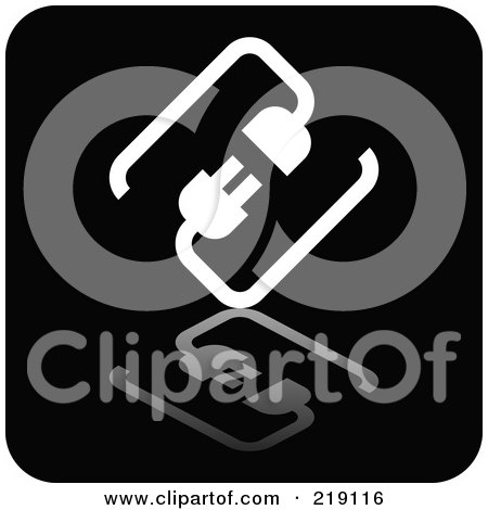 Royalty-Free (RF) Clipart Illustration of a Black Silhouette Cable Connection App Icon by AtStockIllustration