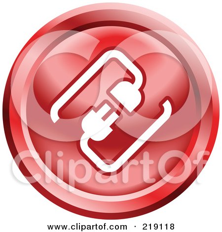 Royalty-Free (RF) Clipart Illustration of a Round Red And White Cable Connection App Icon by AtStockIllustration