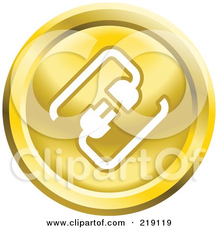 Royalty-Free (RF) Clipart Illustration of a Round Yellow And White Cable Connection App Icon by AtStockIllustration