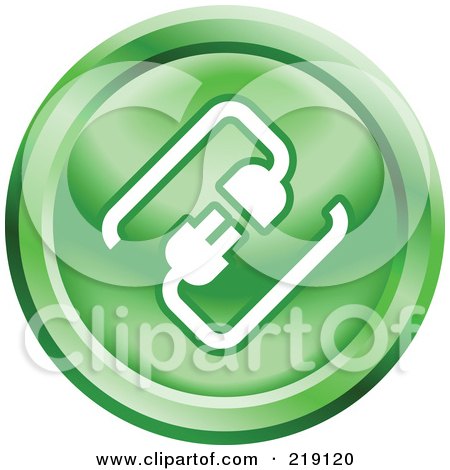 Royalty-Free (RF) Clipart Illustration of a Round Green And White Cable Connection App Icon by AtStockIllustration
